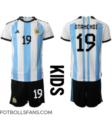 Argentina Nicolas Otamendi #19 Replika Hemmatröja Barn VM 2022 Kortärmad (+ Korta byxor)
